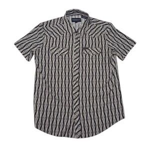 Panhandle Performance Men's Large Shirt‎ Pearl Snap Short Sleeve Gray